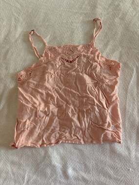 O'Neill Women's Pink Sleeveless Camisole with Crochet Lace Trim Detail